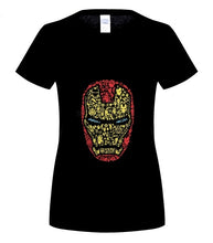 Load image into Gallery viewer, Iron Man Suit Head Logos T Shirt Top Tony Stark Marvel Superhero Avengers Hulk
