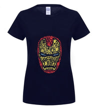 Load image into Gallery viewer, Iron Man Suit Head Logos T Shirt Top Tony Stark Marvel Superhero Avengers Hulk